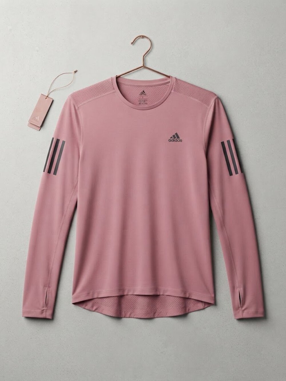 Adidas Mauve Pink Long Sleeve Athletic Workout Top with Thumbholes